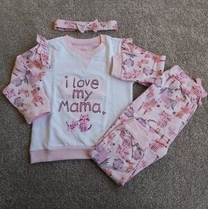 Girl's Pink Animal Print 3 Piece Matching Outfit BNWOT